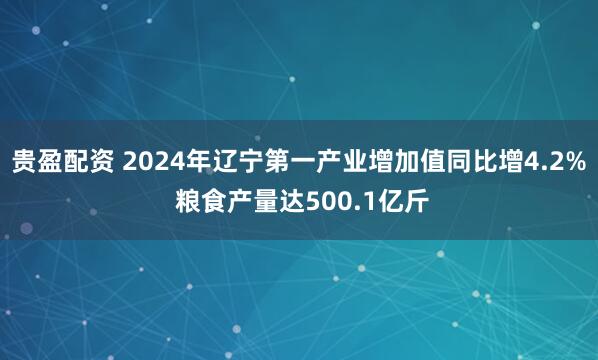 贵盈配资 2024年辽宁第一产业增加值同比增4.2% 粮食产量达500.1亿斤
