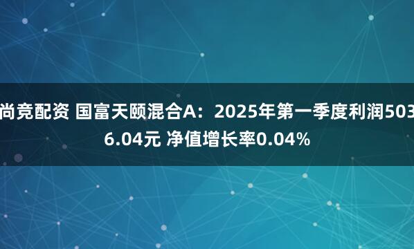 尚竞配资 国富天颐混合A：2025年第一季度利润5036.04元 净值增长率0.04%