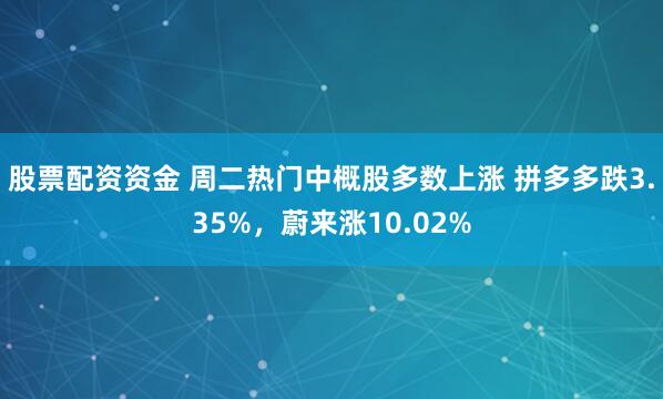 股票配资资金 周二热门中概股多数上涨 拼多多跌3.35%，蔚来涨10.02%